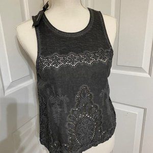 NWT Express Sleeveless Eyelet Top - Charcoal Gray - XS